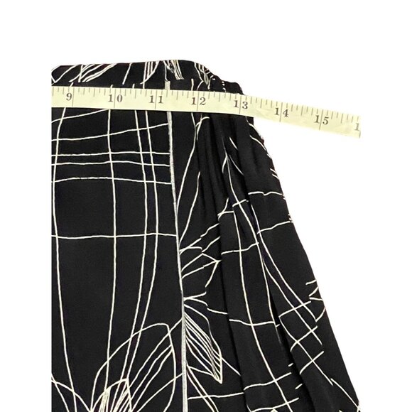 K.D. Spring Black & White Floral A-Line Midi Skirt With Elastic Waist Band Large - Picture 9 of 16